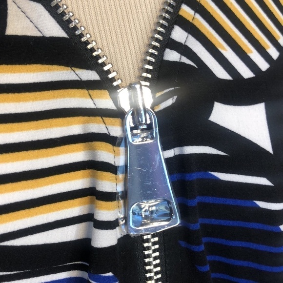 Nwot ALFANI Size 0X Bold Pattern 3/4 Dolman Sleeve Zip Front Professional Top - Picture 3 of 8